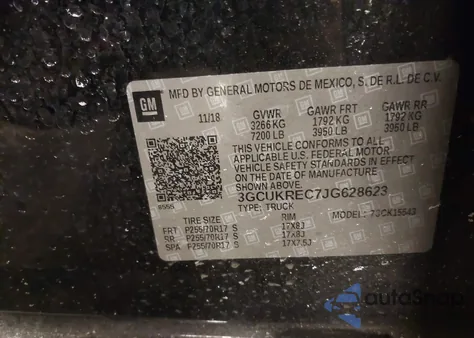 2018 Chevrolet Silverado 1500 1Lt z USA, uszkodzony, nr VIN 3GCUKREC7JG628623